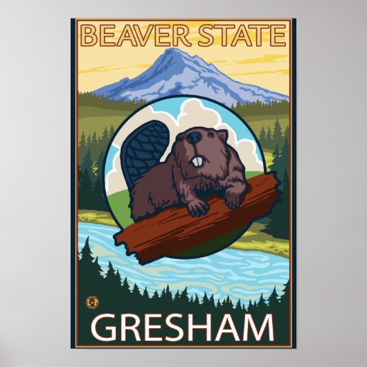 Biber & Mt. Hood - Gresham, Oregon Poster (Vorne)