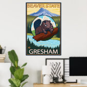 Biber & Mt. Hood - Gresham, Oregon Poster (Heimbüro)