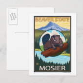 Biber & Mt. Hood - Mosier, Oregon Postkarte (Vorne/Hinten)