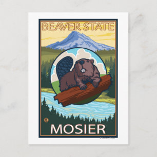 Biber & Mt. Hood - Mosier, Oregon Postkarte