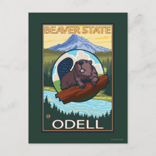 Biber & Mt. Hood - Odell, Oregon Postkarte