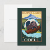 Biber & Mt. Hood - Odell, Oregon Postkarte (Vorne/Hinten)