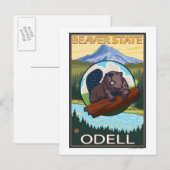 Biber & Mt. Hood - Odell, Oregon Postkarte (Vorne/Hinten)