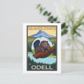 Biber & Mt. Hood - Odell, Oregon Postkarte (Stehend Vorderseite)