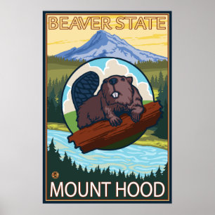 Biber & Mt. Hood, Oregon Poster