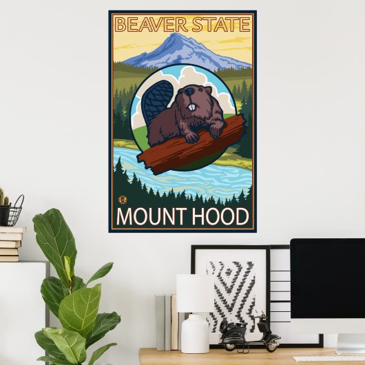 Biber & Mt. Hood, Oregon Poster (Heimbüro)