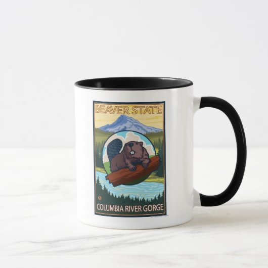 Biber & Mt. Hood - Schlucht des Columbia River, OR Tasse (Rechts)