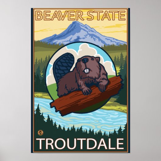 Biber & Mt. Hood - Troutdale, Oregon Poster (Vorne)