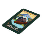 Biber & Mt. Hood - Welches, Oregon Magnet (Linke Seite)