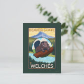 Biber & Mt. Hood - Welches, Oregon Postkarte (Stehend Vorderseite)