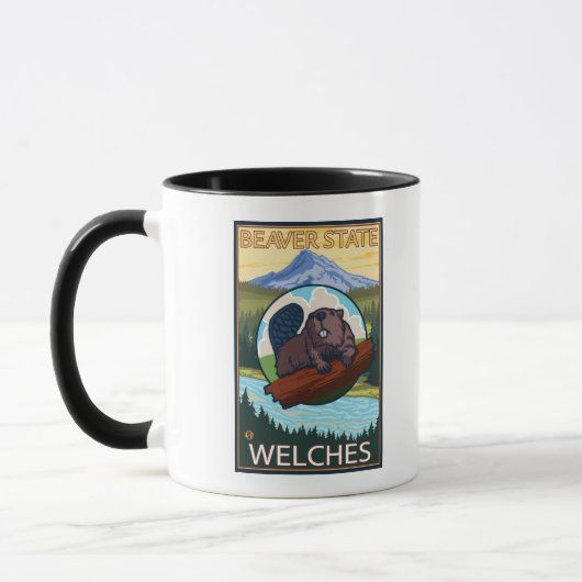 Biber & Mt. Hood - Welches, Oregon Tasse (Links)