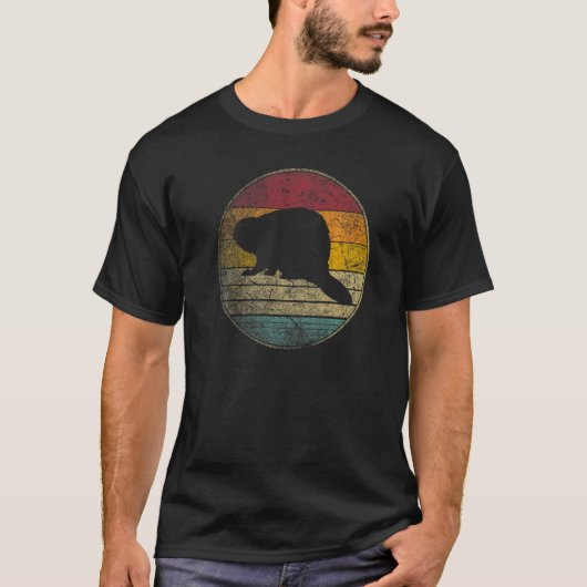 Biber Natur im Freien Wandern Gif Retro Style Vint T-Shirt (Vorderseite)