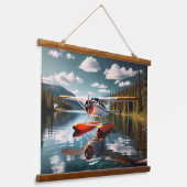 Biber Orange Floatflugzeug Wandteppich Mit Holzrahmen (Gewinkelt)