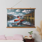Biber Orange Floatflugzeug Wandteppich Mit Holzrahmen (Schlafzimmer)