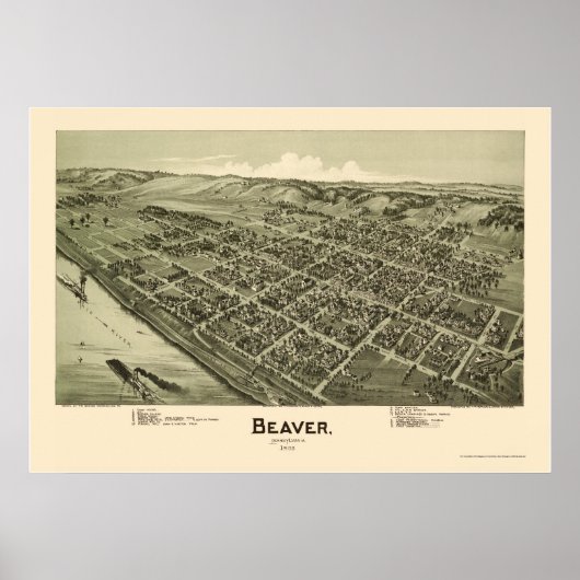 Biber, PA Panorama Karte - 1900 Poster (Vorne)