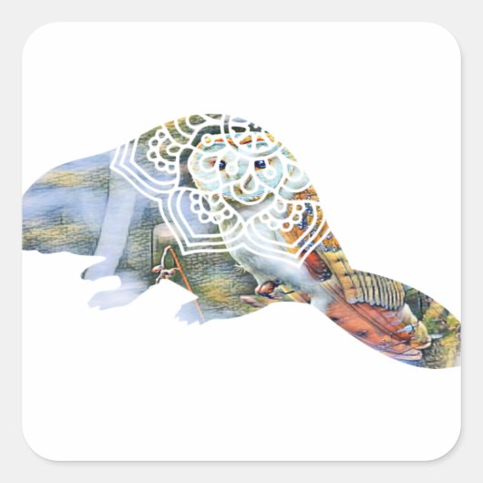 Biber Quadratischer Aufkleber (Vorderseite)