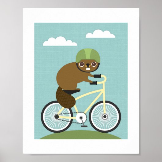 Biber Riding Bicycle Poster Printwerbung (Vorne)