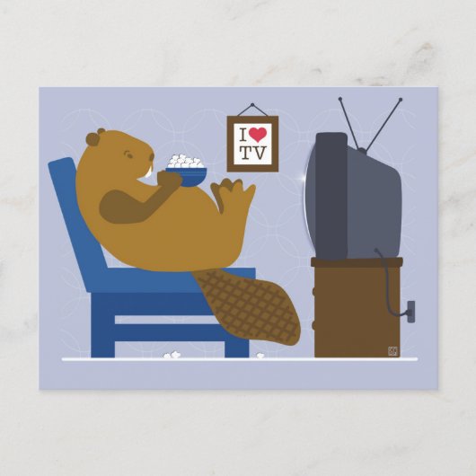 Biber schaut TV Postkarte (Vorderseite)