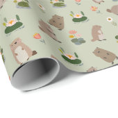 Biber & Seerosen auf Gin Grün Geschenkpapier (Rolleneckpunkt)