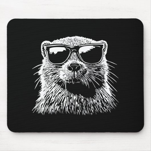 Biber-Sonnenbrille Mousepad (Vorne)