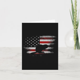 Biber-Tiere 4. Juli US-Flagge Amerika Vintage Karte