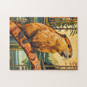 Biber-Totem – Erbauer im Deco-Stil Puzzle (Horizontal)