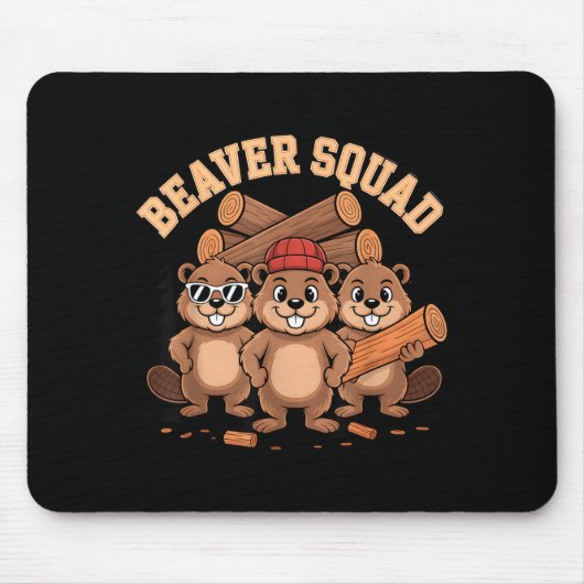 Biber-Trupp-Sonnenbrille-Holzfäller-Wald-Gruppe Mousepad (Vorne)