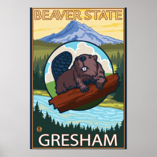 Biber u. Mt.-Haube - Gresham, Oregon Poster