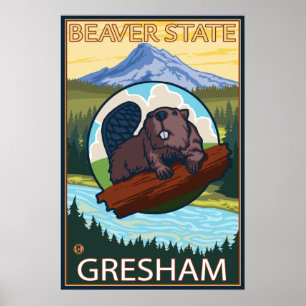 Biber u. Mt.-Haube - Gresham, Oregon Poster