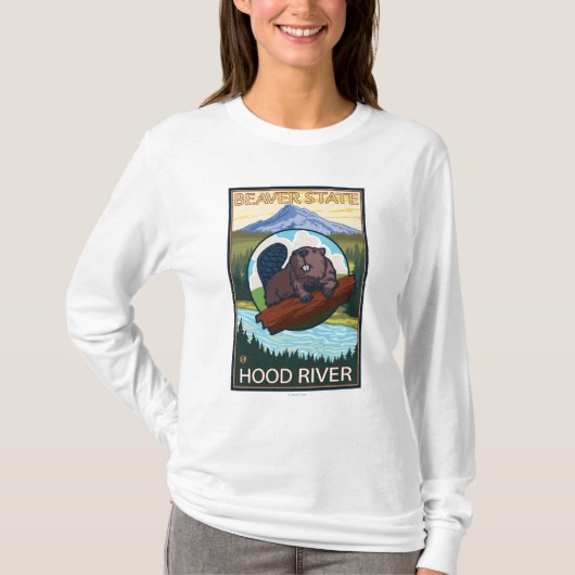 Biber u. Mt.-Haube - Hood River, Oregon T-Shirt (Vorderseite)