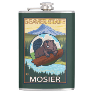Biber u. Mt.-Haube - Mosier, Oregon Flachmann