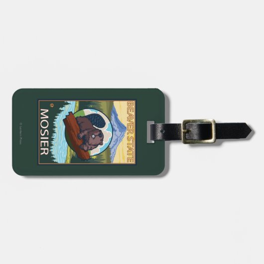 Biber u. Mt.-Haube - Mosier, Oregon Gepäckanhänger (Vorderseite horizontal)