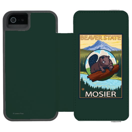 Biber u. Mt.-Haube - Mosier, Oregon Incipio iPhone Geldbeutel-Hülle (Folio Geöffnet)