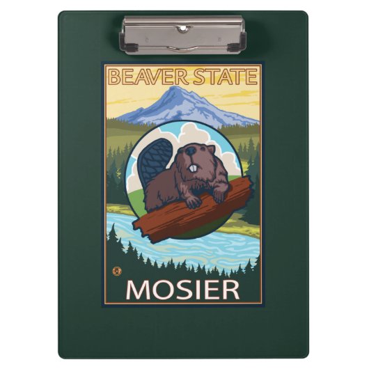 Biber u. Mt.-Haube - Mosier, Oregon Klemmbrett (Vorderseite)