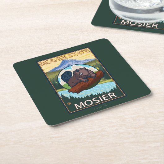 Biber u. Mt.-Haube - Mosier, Oregon Rechteckiger Pappuntersetzer (angewinkelt)