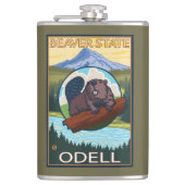 Biber u. Mt.-Haube - Odell, Oregon Flachmann (Vorderseite)