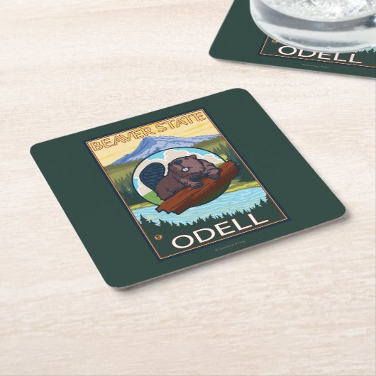 Biber u. Mt.-Haube - Odell, Oregon Rechteckiger Pappuntersetzer (angewinkelt)