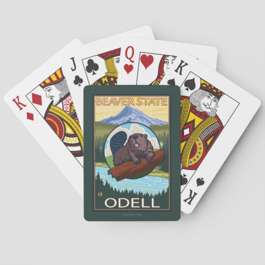 Biber u. Mt.-Haube - Odell, Oregon Spielkarten (Rückseite)