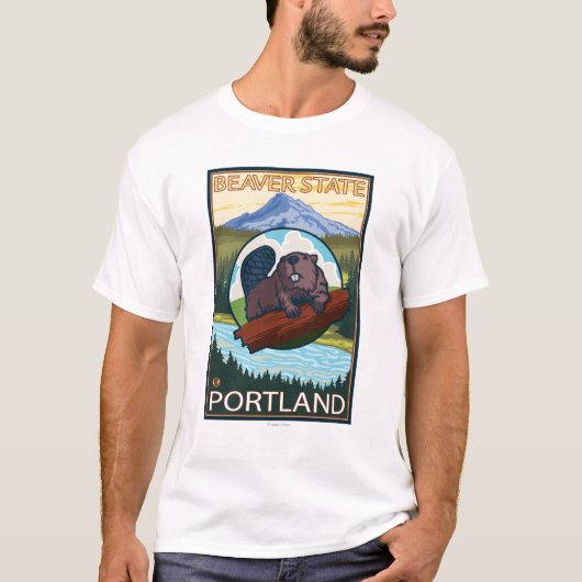 Biber u. Mt.-Haube - Portland, Oregon T-Shirt (Vorderseite)