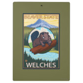 Biber u. Mt.-Haube - Welches, Oregon Klemmbrett (Rückseite)