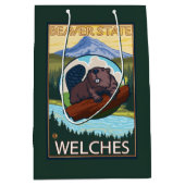 Biber u. Mt.-Haube - Welches, Oregon Mittlere Geschenktüte (Vorderseite)