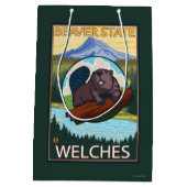 Biber u. Mt.-Haube - Welches, Oregon Mittlere Geschenktüte (Rückseite)