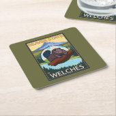 Biber u. Mt.-Haube - Welches, Oregon Rechteckiger Pappuntersetzer (angewinkelt)