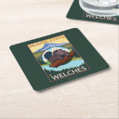 Biber u. Mt.-Haube - Welches, Oregon Rechteckiger Pappuntersetzer (angewinkelt)