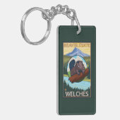 Biber u. Mt.-Haube - Welches, Oregon Schlüsselanhänger (Vorderseite links)