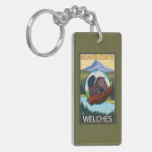 Biber u. Mt.-Haube - Welches, Oregon Schlüsselanhänger (Vorderseite links)