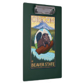 Biber-und Berg-Hauben-Szenen-Vintage Reise Klemmbrett (Rechts)