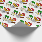 Biber und Eule mit Weihnachtsmütze Geschenkpapier (Ecke)