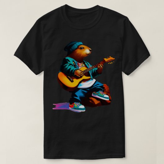 Biber und Gitarre T-Shirt (Design vorne)