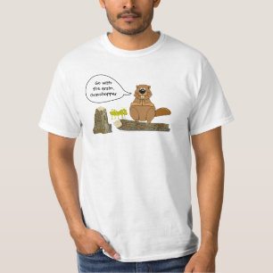 Biber und Heuschrecke lustiger Woodturning Cartoon T-Shirt